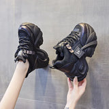 Breakj Dad Shoes Women's Net Face 2025 Spring And Autumn New Loose Cake Small White Shoes Women Thick Soles Inside The Height Of Women's Shoes