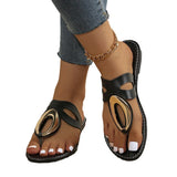 Breakj Summer New Large Size Women's Shoe Cover Metal Buckle Roman Fashion Cool Slippers Women