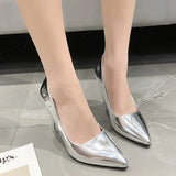 High-Heeled Sandals Summer New Stilettos Silver High-Grade Shallow Mouth Large-Size High