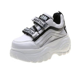 Thick Bottom Chunky Sneakers Women White Black Patchwork High Platform Shoes Woman Casual Autumn Winter Wedges