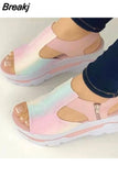 Summer Fashion Peep Toe Shoes of Women Wedge Platform Sandalias Women Plus Size Height Increase Casual Beach Ladies