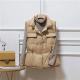 Ultra Light Down Vest Jacket Women Loose Short Vest Windproof Lightweight Warm Waistcoat White Duck Down Coat