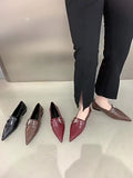 New Light Extravagant Square Metal Buckle Deep-Mouth Commuter Shallow-Heeled French Vintage