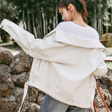 2021 New Spring Women Pu Leather Motorcycle Jacket Female With Belt Solid Color Jackets Ladys Loose Casual