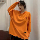bottoming shirt tide hole sweater women loose Korean vintage vintage super fire cec upper clothes bottoming thin