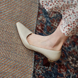 Beige Leather Women Pumps Sexy Pointed Toe Chic Stylish Office Lady Working Shoes 6cm Strange High Heels
