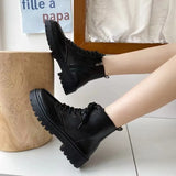 Breakj 2025 New Black Handsome Martin Boots Women's Thick-Bottomed Short