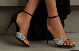 Breakj New Niche Design Rhinestone Heel Heels Women's Summer Sexy Word Buckle Open-Toe