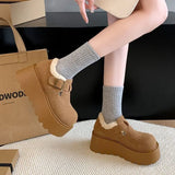 Breakj Version Of Temperament Plus Velvet Pine Cake Heightening Leg Growth Head Round Head Birken Cotton Shoes 2025 New Warm Snow