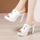 Thick-Heeled, Fashionable Slippers For Women In 2023 Summer New Thick-Soled Waterproof Platform Large Size 4043 Fish Mouth