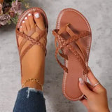 Korean Version Of Large-Size Cool Slippers Women's 2025 Network Infrared Wear Ins Tide Weaving Flat Bottoms Holiday Beach