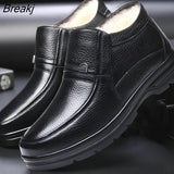 Genuine Leather Men's White Sheep Fur Boots British Style Warm Casual High Top Cotton Shoes Wool Blend Side Zip Shoes