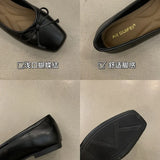 Single Shoe Shallow Bow Spring 2024 New French Gentle Night Wind Flat Scoop Shoes Women's