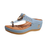 Breakj Women's Shoes 2023 Summer New Beach Clip Toe Slope Heel Slippers Women's Plus-Size Roman