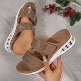 Breakj New Summer Women Thick Bottom Slippers Water Drill With Thick Bottom Air Cushion Slope And Flat Bottom Slippers