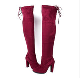 Breakj Large-Size New Long-Singing Women With Sharp-Headed Knee Boots After Tied Knight Boots For Long-Term