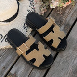 Breakj New Large-Size Slippers Women Thick-Bottomed A Buckle Solid Color Casual Cold Slippers