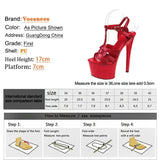 Sandals T-Strap Pole Dance Shoes Stripper Heels Platform Sandals Women Brand Weave Cross Peep Toe Summer Red