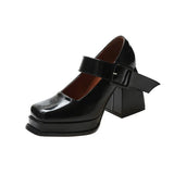 Breakj Women's Mary Jane Shoes Single Shoes Black English Autumn And Winter 2025 New Plus Velvet Temperament British Small Leather