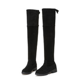 New 2023 Women's Boots Suede Over The Knee Boots Low Heel Flat And Cotton Thermal Sleeve Women's