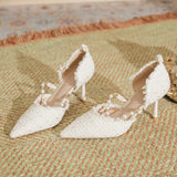 Baotou Sandals Female Shallow Thin Heel High Sense Niche 2023 New French Pointed Single