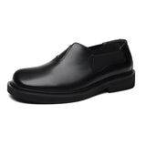 Breakj Head Leather Shoes Male British Wind Elastic Belt Lazy Man One Foot Pedal Big Head Leisure Business Small Leather Shoes
