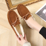 Autumn And Winter New Doudou Shoes, Plush, Warm, Bow, Korean Version, Casual, Flat-Bottomed, Lazy Cotton