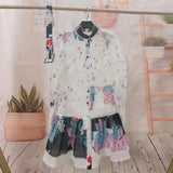 Casual Silm Belted Print Patchwork Dress Female Round Neck Long Sleeve Gathered Waist Dresses For Women Style
