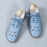Latest Design Women's Flat Chest Breathable Oxford Women's Shoes Casual Lace Leather Felt Casual