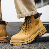 Breakj Yellow Boots British Cargo Martin Boots Men's Ankle Boots 2024 Spring And Autumn Single Boots Platform Versatile Hiking Boots