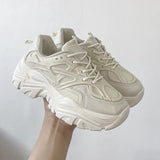 Breakj Summer New Thick Bottom Breathable Single Loose Cake Old Dad Shoes Sports And Kitten Leg White Shoes Women
