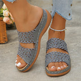 Breakj Hollow Flowers One-Word Slippers Women In The Summer Of 2025 New Leisure Thick Bottom Slope And Cold Slippers