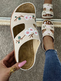 Breakj Large-Size One-Size-In-One Slippers Women's Summer Roman Shoes Heel Thick-Soled Sandals Embroidered Women's Cool