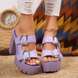 Breakj Mouth Cool Slippers Women 2025 Summer New High-Heeled Coarse And Large-Size Type Wearing Beach Women Cold Slippers