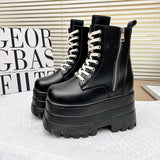Breakj High Shoes 13Cm Heightening Legs Fine Thick Shoes Small British Wind Thick Soles New Short-Heeled Martin