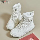 Winter Leather Snow Boots for Women 2024 New Plus Velvet Thick Bottom Shoe Waterproof Platform sneaker Woman
