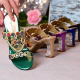 For Women Wearing High-Heeled Slippers In The Summer Of 2024, The New Medium-Heeled Sandals, Crystal Thick Heels, Diamond Sandals And