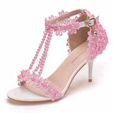Breakj Cm Light Mouth With Sandals Fine Heel Sandals White Lace Wedding Shoes Famous Wind High Heel