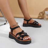 Platform Sandals Women's 2023 Summer Cross Band Plus Size Roman Sandals Beach Women's