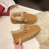 Women's Snow Boots 2024 Autumn And Winter New Large Woolen Shoes Thick-Soled Cotton