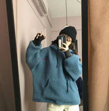 Women Hoodie Solid Color Loose Pullover Hooded Korean Fashion Cold-proof Thicken Soft Spring Hooded Sweatshirts худи
