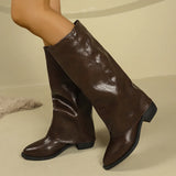 Breakj Pointed Thick And Folded Fashion Boots Femininity Maillard Comfortable Sleeves Thin Women's