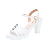 Heels, Thick Heels, Fish Mouth Sandals, Women's 2023 Summer New Thick Soles With White Large Soft Soles Open Toe