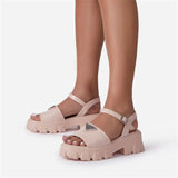 Summer Platform Sandals Women Comfort Buckle Strap Shoes for Women Fashion Metal Decoration Peep Toe Sandals Large