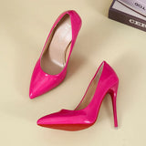 Breakj Large-Size Spring High Heel High-Heeled Shoes Leather Sharp Single Shoes Women's Shoes Size