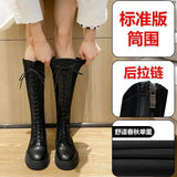 Breakj Boots Women's New Knight Boots In Autumn And Winter 2023 Are Thin British Style Martin Boots But Knee