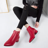 Boots Women Fall 2023 New Frosted PU Heel Ankle Boots Color Martin Boots Thick Heel Pointed Women's