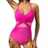 2025 New Swimsuit Cross-Style Sexy Bare Back Mesh Splicing Body Bikini
