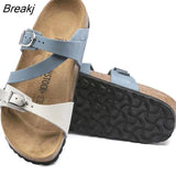 Women's Vintage Slippers Thick Bottom Retro Flat Sandals Buckle Strap Outside Summer Woman Shoes Ladies Slides Female