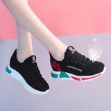 Style Casual Women's Sports Vulcanize Shoes Mesh Breathable Flying Woven Soft Sole Walking Platform Sneakers Women Tennis